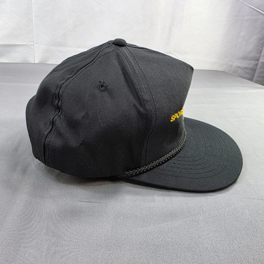 Vintage Sports World Hat Black Snapback‎ Rope Brim Cap Korea OSFA
